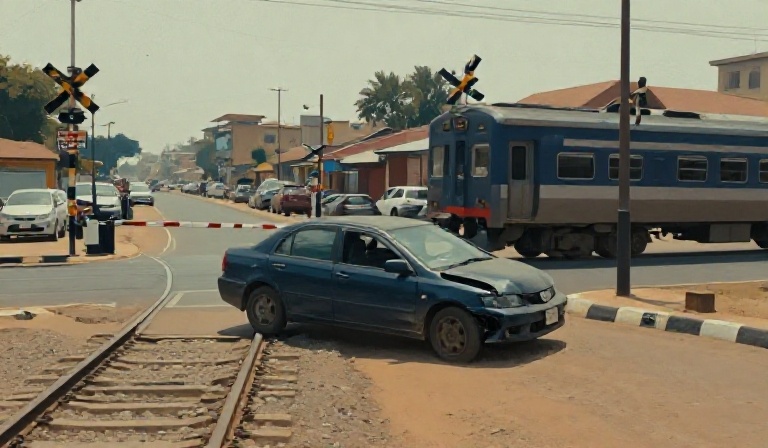 Driver escapes injury after train hits Honda in Lagos